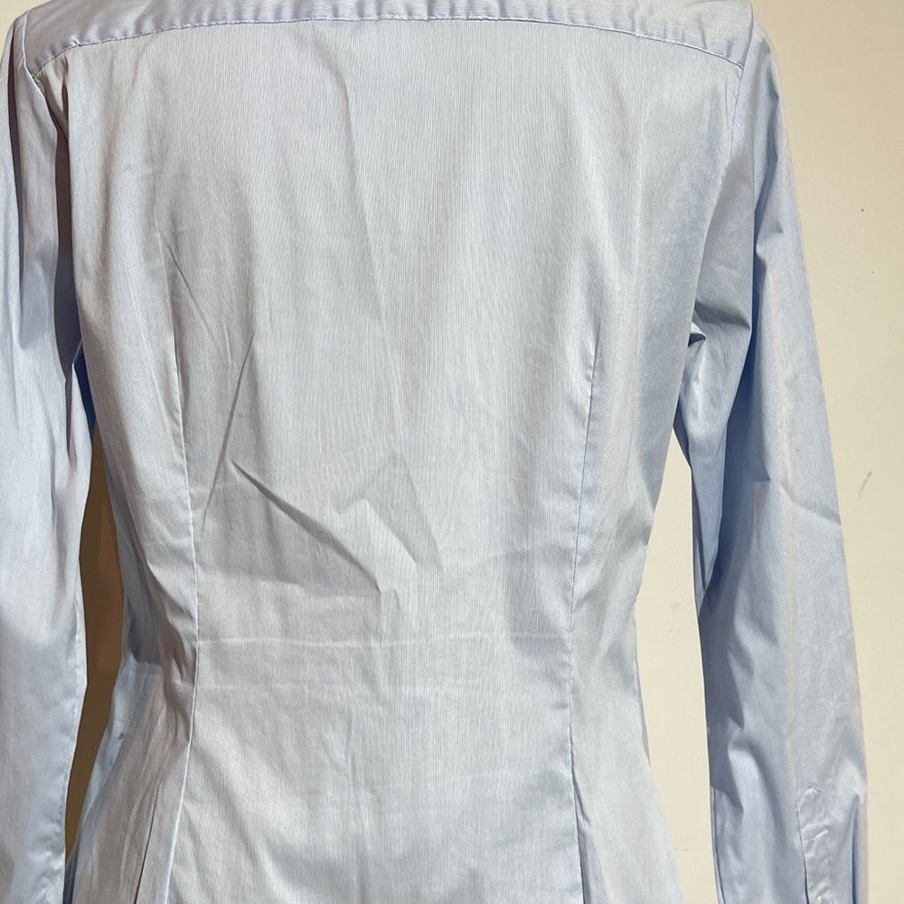 Quintessential blue pink stripe button down blouse - Picture 8 of 14